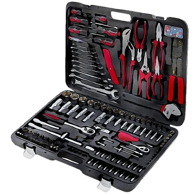 Professional gym equipment repair toolkit used by Shekunov